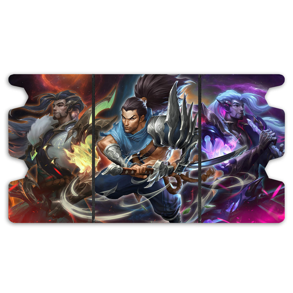Here is the Full Lid Design of the Yasuo | League of Legends Mach 3 Black Deck Box. Sweeping-Blade-anime-custom-art-leather-durable-LDB-Duel