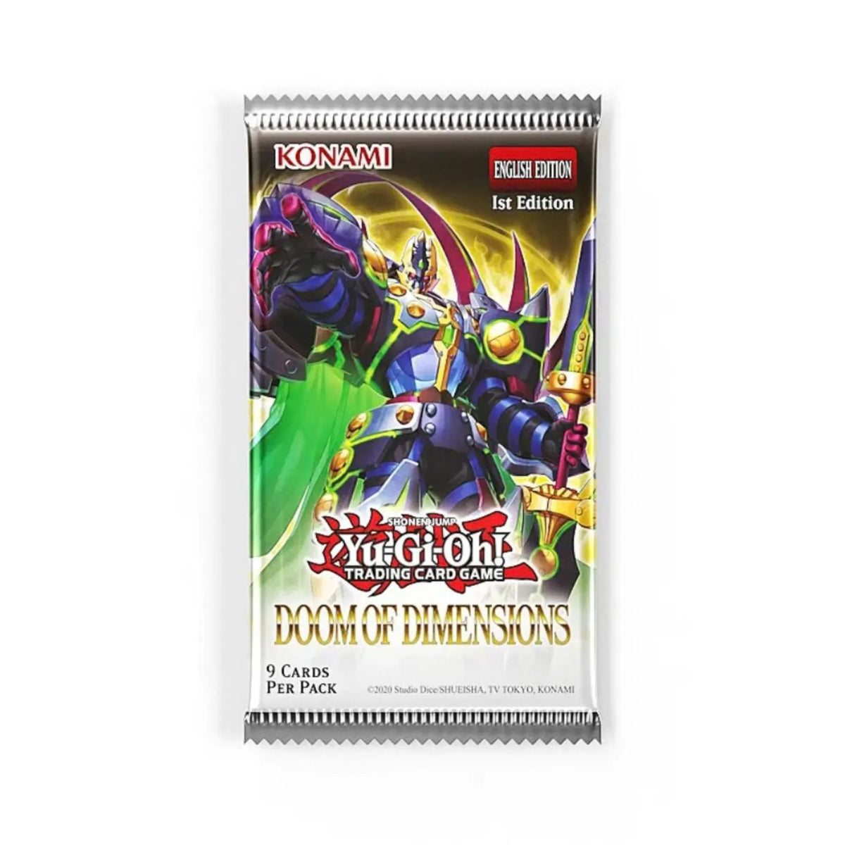 Yu-Gi-Oh! TCG: Doom of Dimensions Booster Box features bright yellow packaging and dynamic artwork showcasing Declan’s iconic D/D/D Pendulum monsters from Yu-Gi-Oh! ARC-V. This factory-sealed 1st Edition booster box contains 24 booster packs (9 cards per pack, with 1 foil card in every pack) loaded with new D/D/D support, multi-dimensional strategies, and 25 desirable Starlight Rares. Available from LDB Duel.