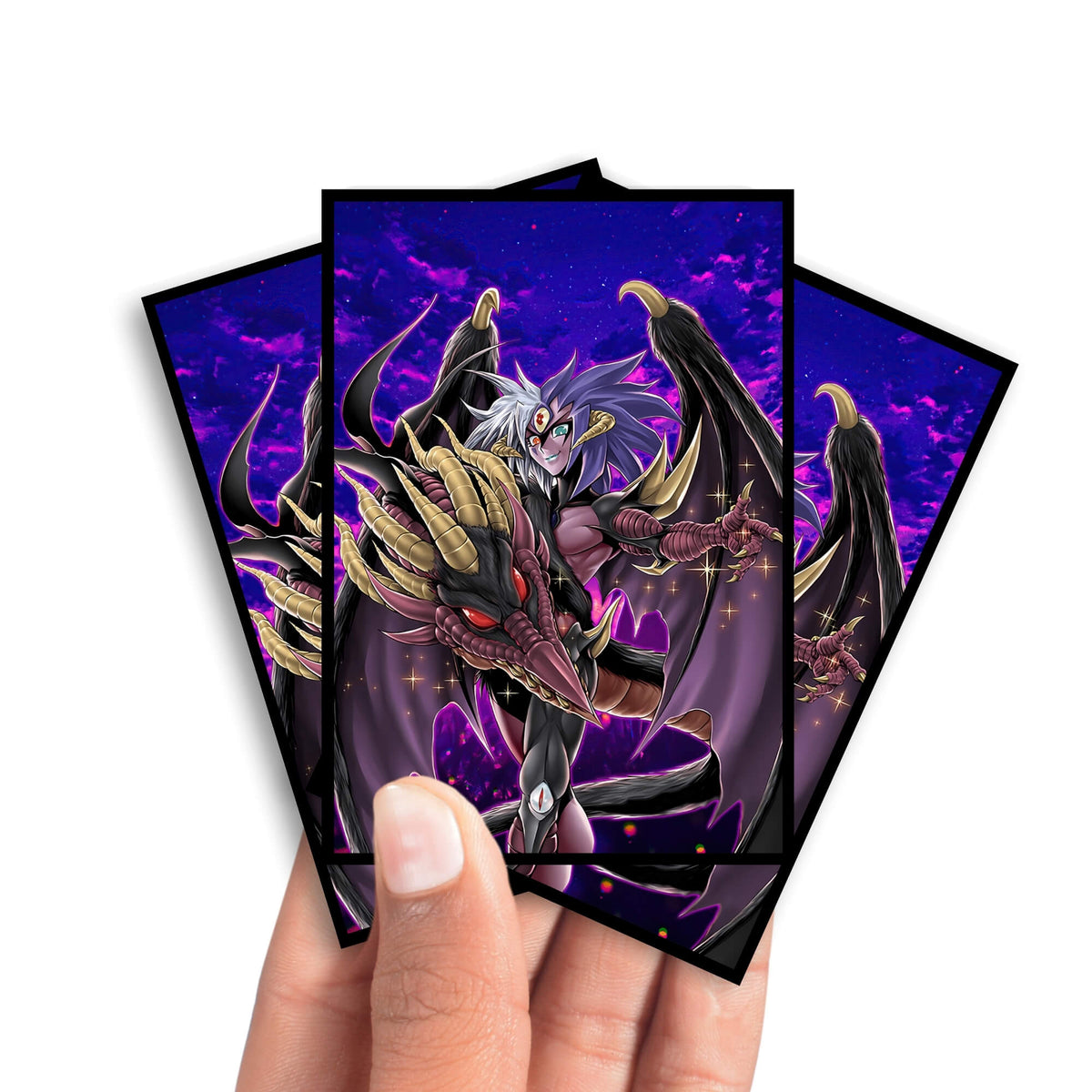 Enhance your cards with our elegant black border card sleeves, featuring a sleek, sophisticated design for a bold, modern aesthetic. From LDB Duel. Perfect for showcasing your collection, these sleeves are printed with our exclusive Yubel Phantom Nightmare design. Ultimate-Nightmare-yugioh-mtg-pokemon-card-protection-standard-japanese-dragon-shield-LDB-Duel-black
