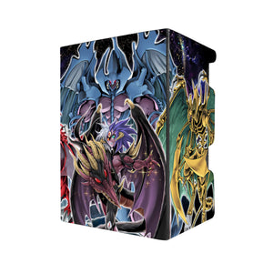 Here's another quality black deck box from LDB Duel featuring our exclusive Yubel Sacred Beast art. Fits all types of trading card games, including Pokémon, Yu-Gi-Oh! and Magic The Gathering. The perfect card holder for the TCG player safely holds up to 100 double-sleeved cards. EVEN in extra thick sleeves. Comes with a pull-out dice tray. Uria-yugioh-tcg-accessories-card-storage-LDB-Duel