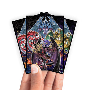 Enhance your cards with our elegant black border card sleeves, featuring a sleek, sophisticated design for a bold, modern aesthetic. From LDB Duel. Perfect for showcasing your collection, these sleeves are printed with our exclusive Yubel Sacred Beast design. Hyper-Blaze-yugioh-mtg-pokemon-card-protection-standard-japanese-dragon-shield-LDB-Duel-black