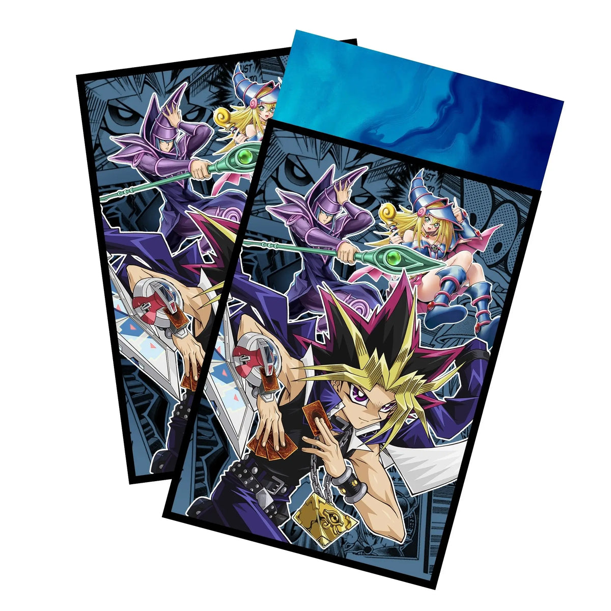 Enhance your cards with our elegant black border card sleeves, featuring a sleek, sophisticated design for a bold, modern aesthetic. From LDB Duel. Perfect for showcasing your collection, these sleeves are printed with our exclusive Yugi's Dark Magicians design. Yugi-yugioh-card-protection-standard-japanese-dragon-shield-LDB-Duel-black