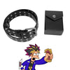 Get your own combination of the deck box used by Yu-Gi-Oh! character Yugi, coupled with a matching black belt. Deck box attaches to belt, just like the original. Belt made in spilt leather wears well in everyday use. 