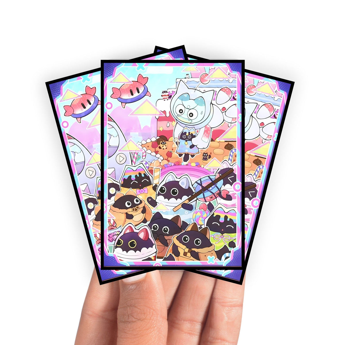 Enhance your cards with our elegant black border card sleeves, featuring a sleek, sophisticated design for a bold, modern aesthetic. From LDB Duel. Perfect for showcasing your collection, these sleeves are printed with our exclusive Yummy Way design. Cooky-yugioh-mtg-pokemon-card-protection-standard-japanese-dragon-shield-LDB-Duel-black