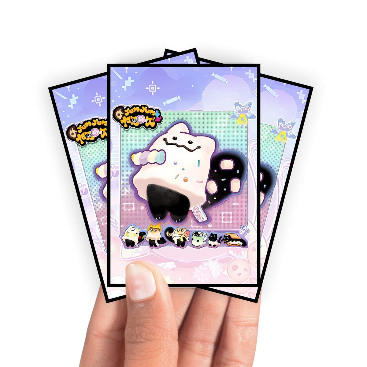 Enhance your cards with our elegant black border card sleeves, featuring a sleek, sophisticated design for a bold, modern aesthetic. From LDB Duel. Perfect for showcasing your collection, these sleeves are printed with our exclusive Yummy Marshmallow design. Yummy-yugioh-mtg-pokemon-card-protection-standard-japanese-dragon-shield-LDB-Duel-black