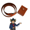 Get your own combination of the deck box used by Yu-Gi-Oh! character Yusei, coupled with a matching black studded belt. The deck box attaches to the belt. Just like the Belt made in spilt leather wears well in everyday use.