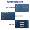 Pick your game zones - Version 3. Your playmat can get printed with card zones for your game. LDB Duel! Featuring a soft cloth top for smooth card movement and a durable rubber back for a secure grip, this 24x14 inch mat is machine washable and safe for cards and sleeves.