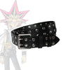 Shop this high-quality replica of Yugi's belt from the Yu-Gi-Oh! anime, made from 100% genuine Buffalo leather with an authentic two-prong buckle. Perfect for cosplay or daily wear. Available in various sizes. Yu-Gi-Oh belt, Yugi cosplay, anime belt, replica belt, Buffalo leather belt, Yugi's belt, anime accessories, cosplay gear, genuine leather belt, anime merchandise.