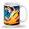 Triple Blue Dragon Full Wrap - 15oz Ceramic Mug