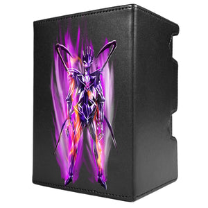 Here's another quality black deck box from LDB Duel featuring our exclusive NEO Hero Bolt the Kaiju Destroyer art. Fits all types of trading card games, including Pokémon, Yu-Gi-Oh! and Magic The Gathering. The perfect card holder for the TCG player safely holds up to 100 double-sleeved cards. EVEN in extra thick sleeves. Comes with a pull-out dice tray. NEO-Hero-yugioh-mtg-pokemon-tcg-accessories-card-storage-LDB-Duel