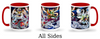 Red mug featuring many monster cards from the cyber dragon archetype. Only at LDB Duel