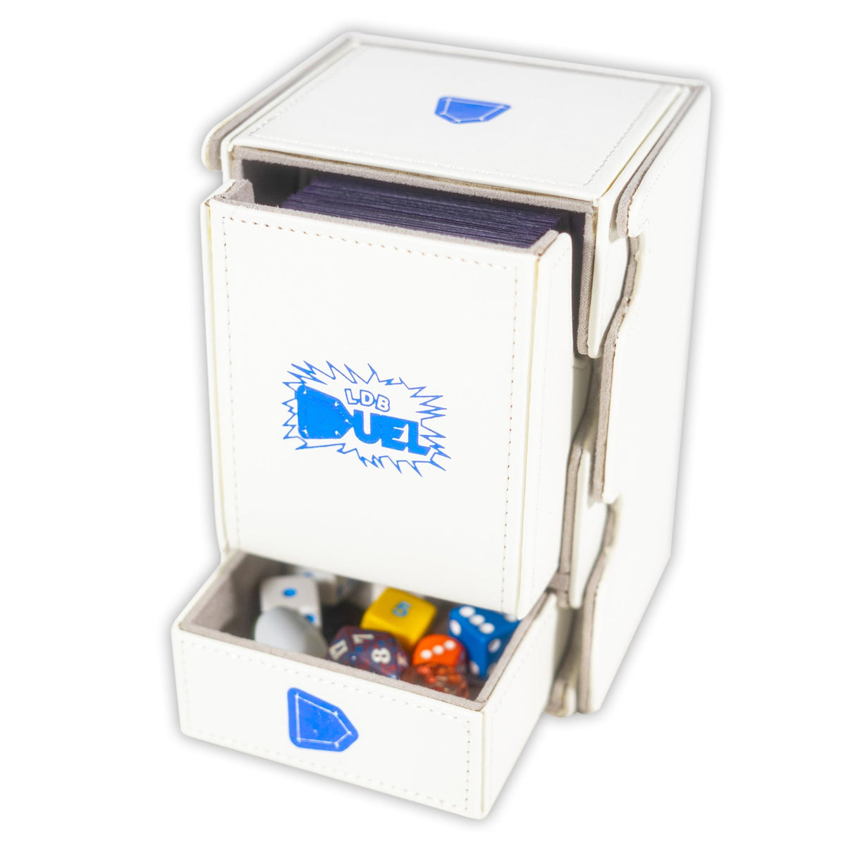 White - Mach 3 - Deck Box - Holds 100 Double Sleeved Cards - Magnetic Removable Lid